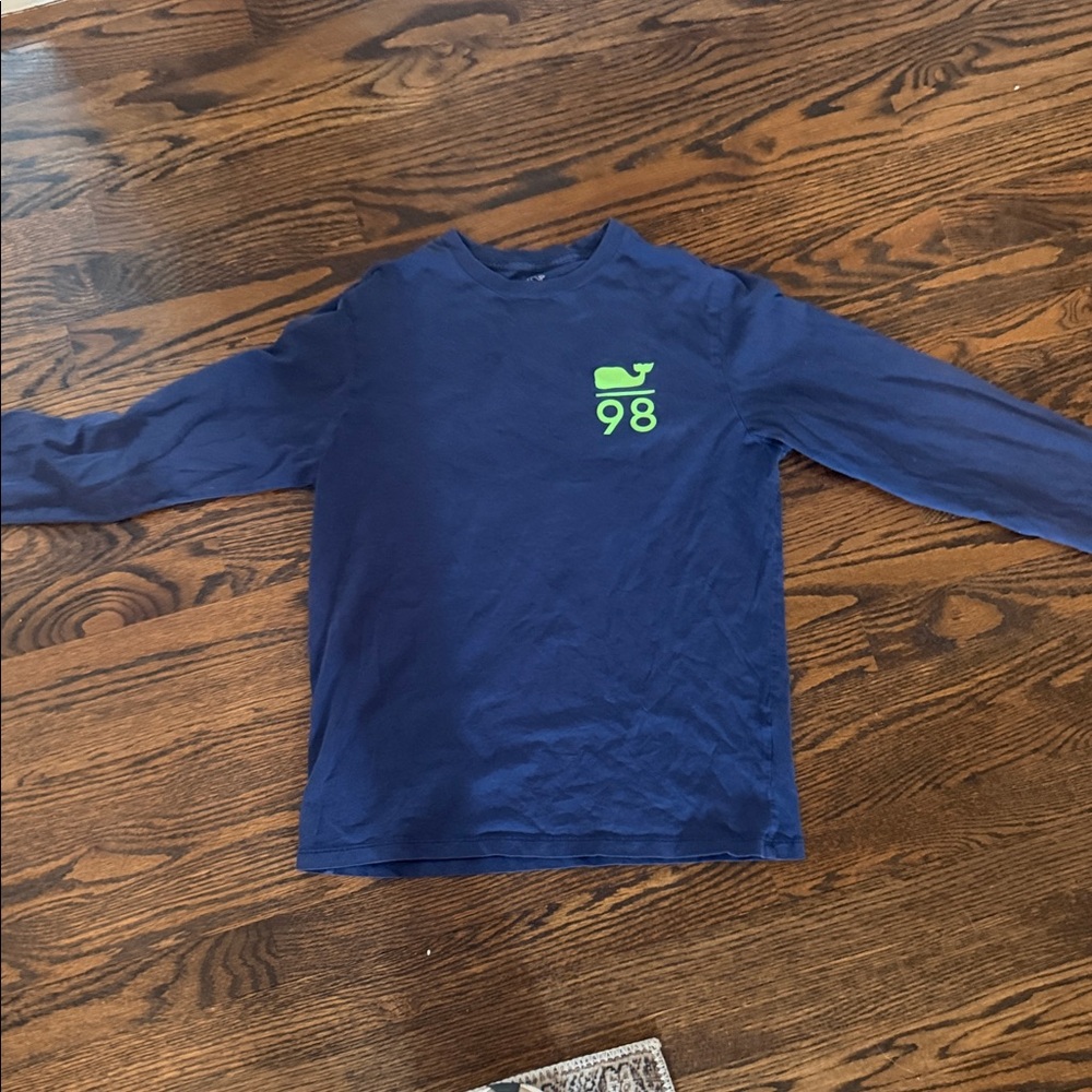 Vineyard Vines Navy Long-Sleeve Tee with Lime Graphic